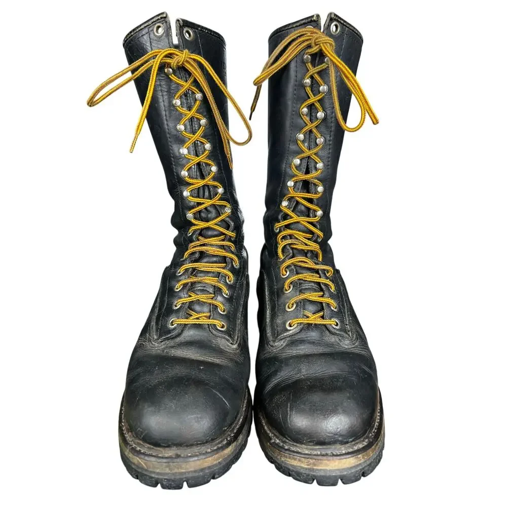 Vintage Red Wing Men’s Black Leather Logger Boots Size US 9 E